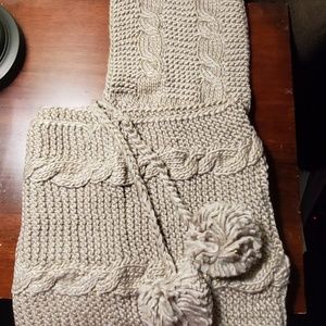 Hooded infinity scarf with pom pom